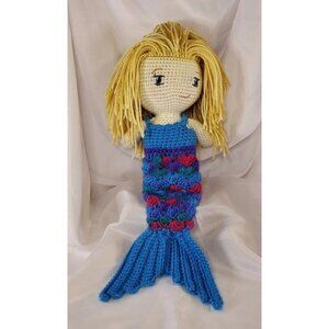 Mermaid Doll Crochet Knitted Mermaid Toy handmade Plush 17 Inches Tall Stuffed